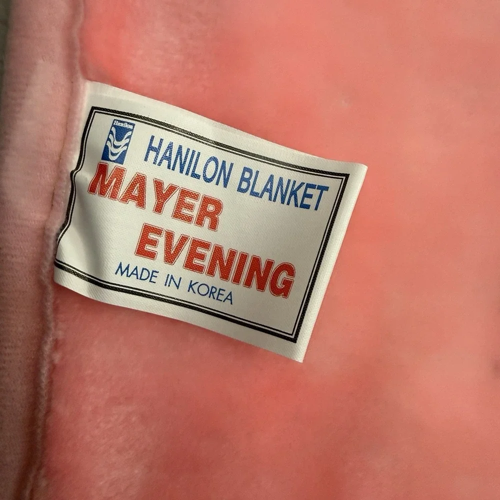 Vtg Korean Mink Baby Blanket Precious Moments Girl Duck Goose Pink Cottage 80s